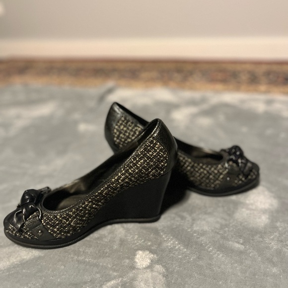 Sperry Top Sider peep toe wedge leather tweed NWOT Size 8 - Picture 8 of 12